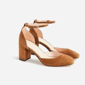JCrew Sharon Maise Suede Block Heel, Size 8 Dark Cognac, New in Box